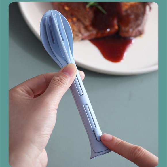 Cutlery Portable Travel Plastic Wheat Material Spoon Fork And Knife Set - Picture 16 of 16